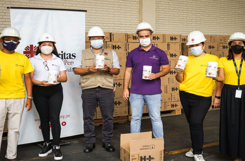  Cáritas del Perú y Hinode entregan donación de batidos nutricionales a diversas ollas comunes