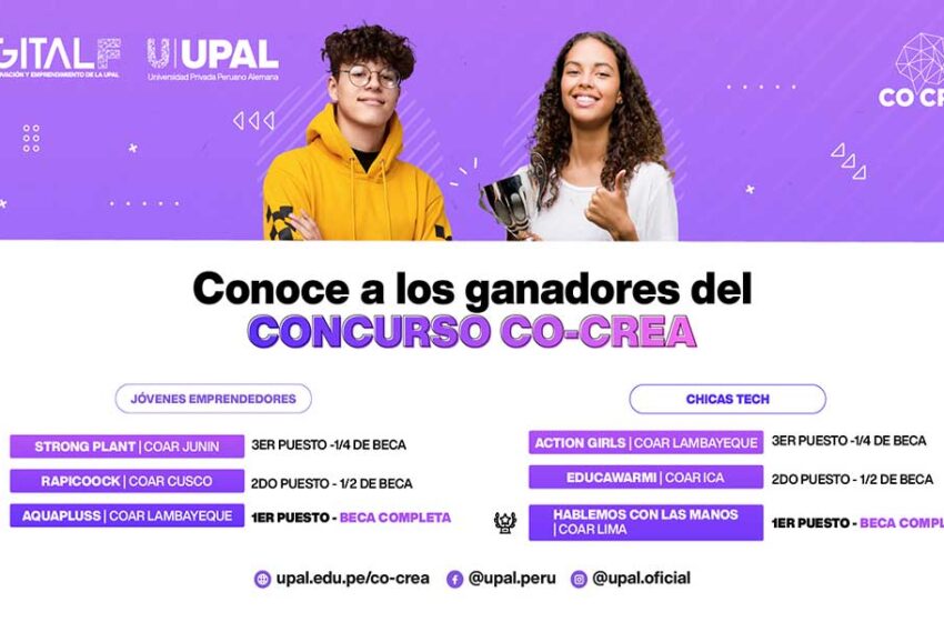  Jóvenes talentos de los Colegios de Alto Rendimiento (COAR) de Lambayeque, Junín, Ica, Lima y Cusco fueron premiados con becas de estudio gracias a concurso CO-CREA de UPAL